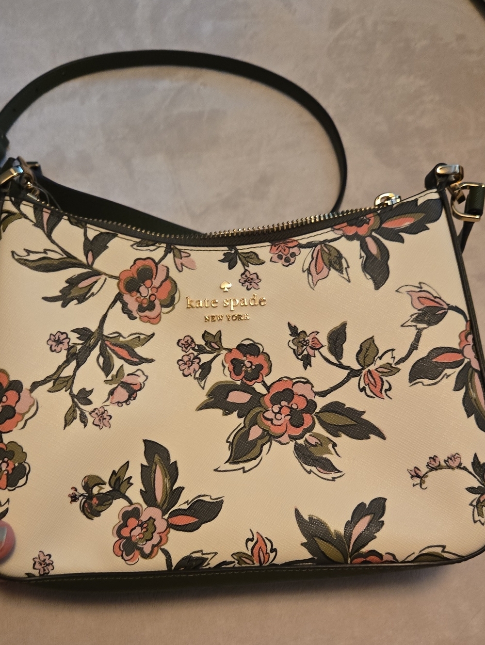 kate spade Cream Floral Crossbody with Pink and Green Accents